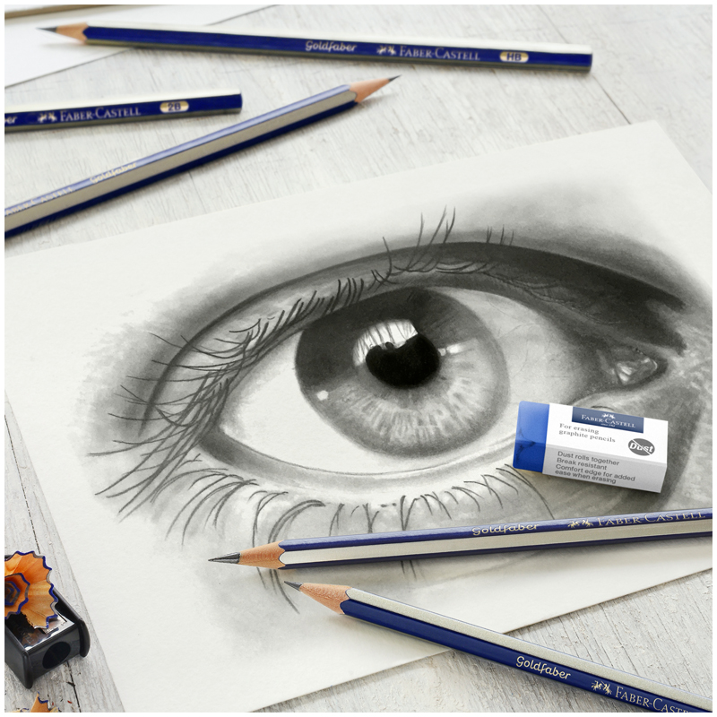 Набор карандашей ч/г Faber-Castell "Goldfaber Sketch", 6шт.+ластик+точилка, 2H-6B, заточен., карт. уп., европодвес - фото 3
