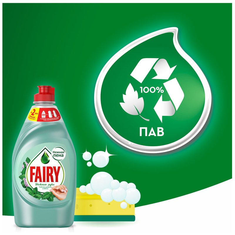 Средство для мытья посуды, 900 мл, FAIRY (Фейри) Нежные руки "Чайное дерево и мята" - фото 7