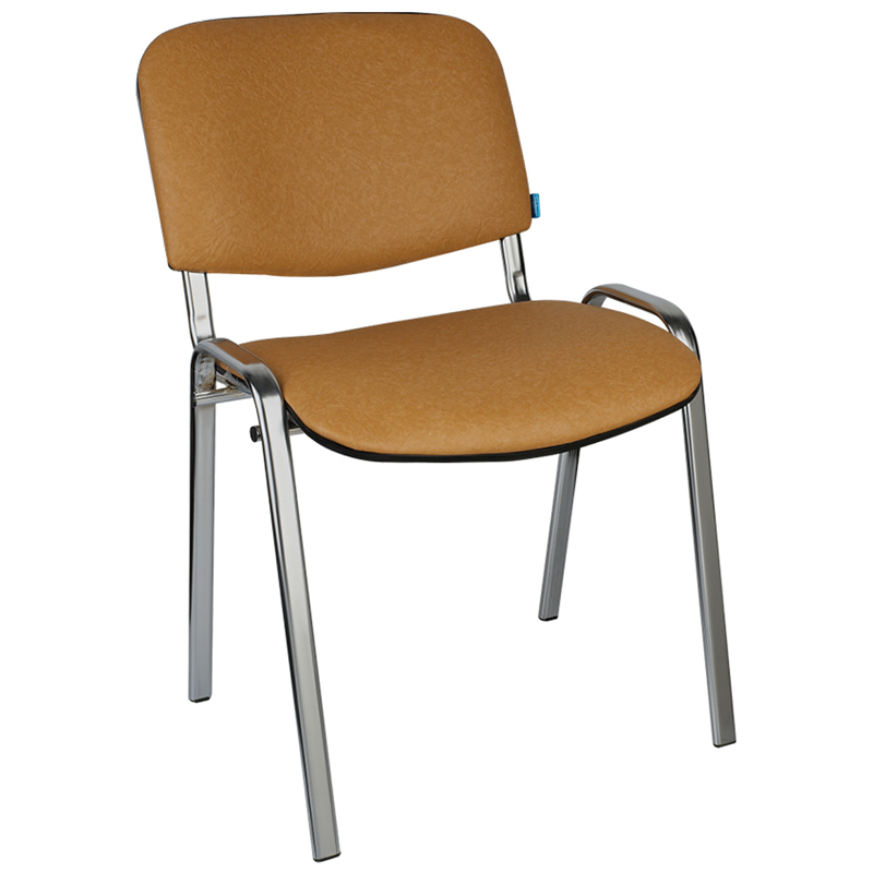 Стул Helmi HL-F01 "Изо", каркас хром, обивка кожзам песочный - фото 1