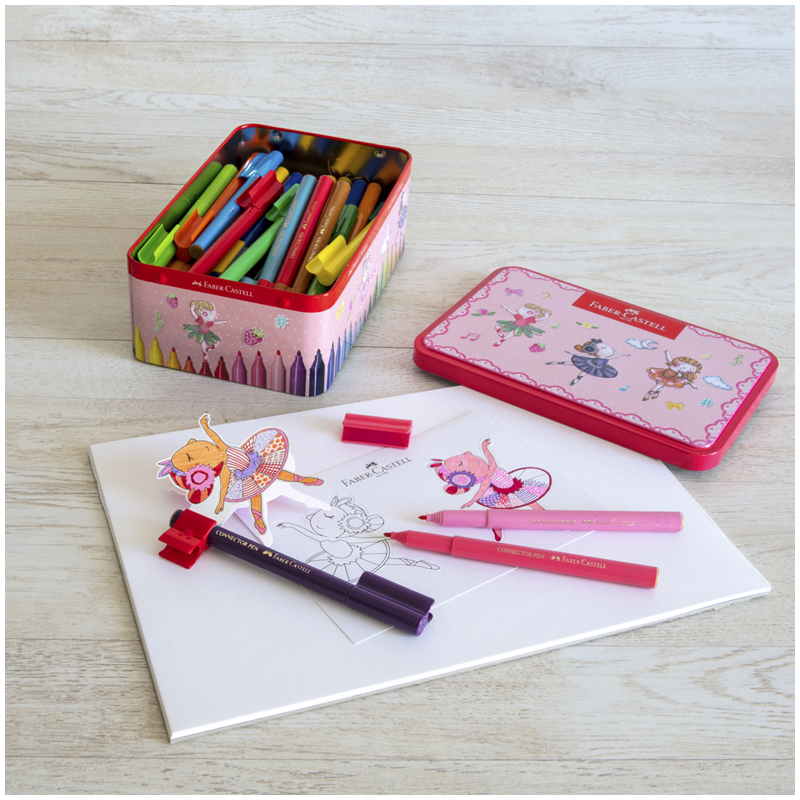 Набор для рисования Faber-Castell "Connector Ballerina" 33 фломастера+10 клипс+2 карты для раскрашивания - фото 6