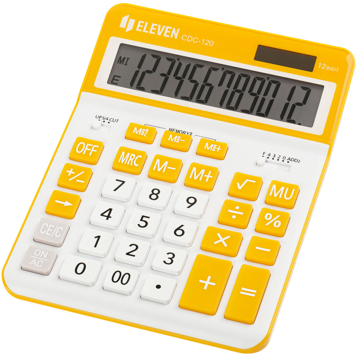 Калькулятор настольный Eleven CDC-120-WH/OR, 12 разрядов, двойное питание, 155*206*38мм, белый/оранжевый - фото 1
