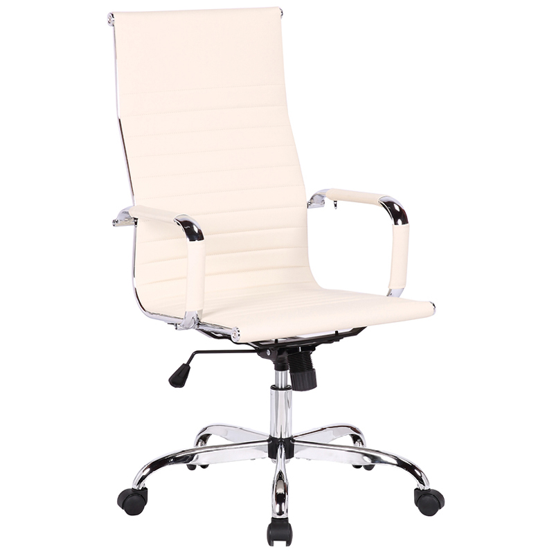 Кресло руководителя Helmi HL-E17 "Slim", экокожа бежевая, хром - фото 1