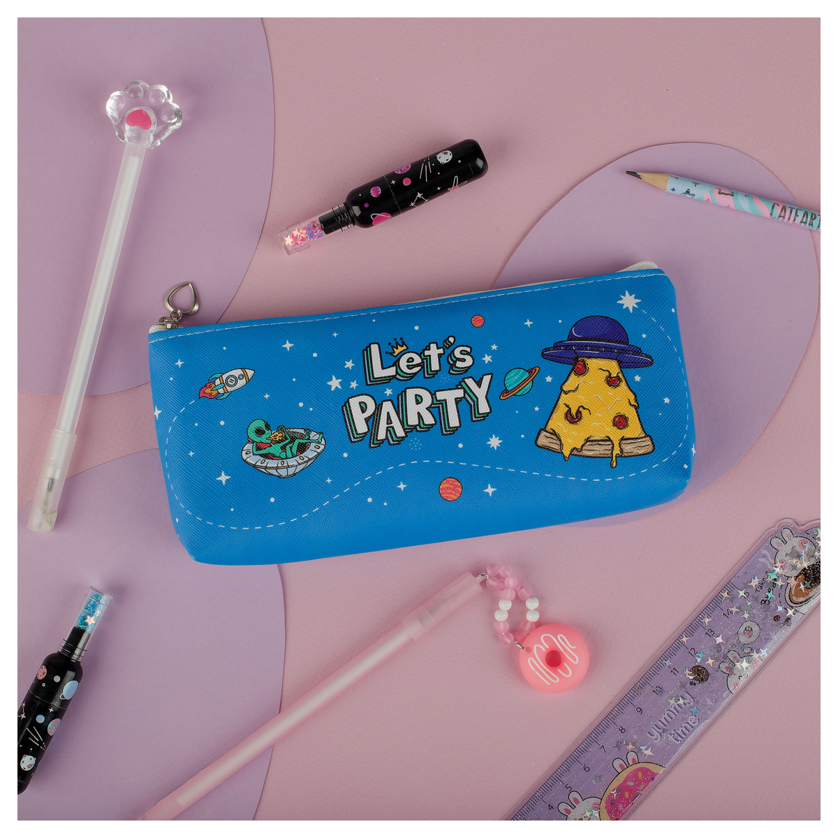 Пенал мягкий 200*85*30 MESHU "Space party", искусственная кожа - фото 1