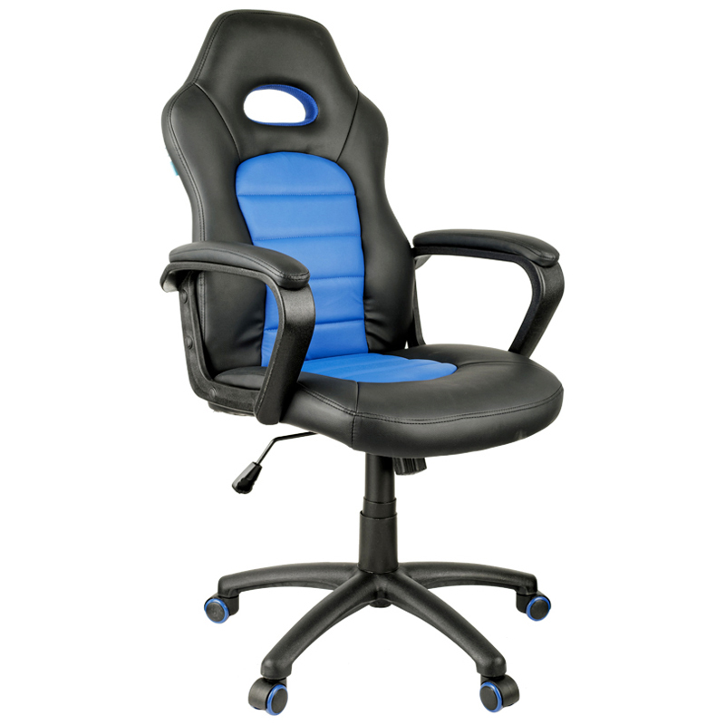Кресло игровое Helmi HL-S06 "Highway", экокожа/ткань черная/синяя - фото 1