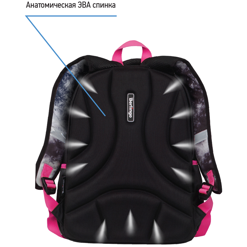 Рюкзак Berlingo Boom "Black-pink style" 38,5*29*12см, 2 отделения, 3 кармана, анатомическая ЭВА спинка - фото 4