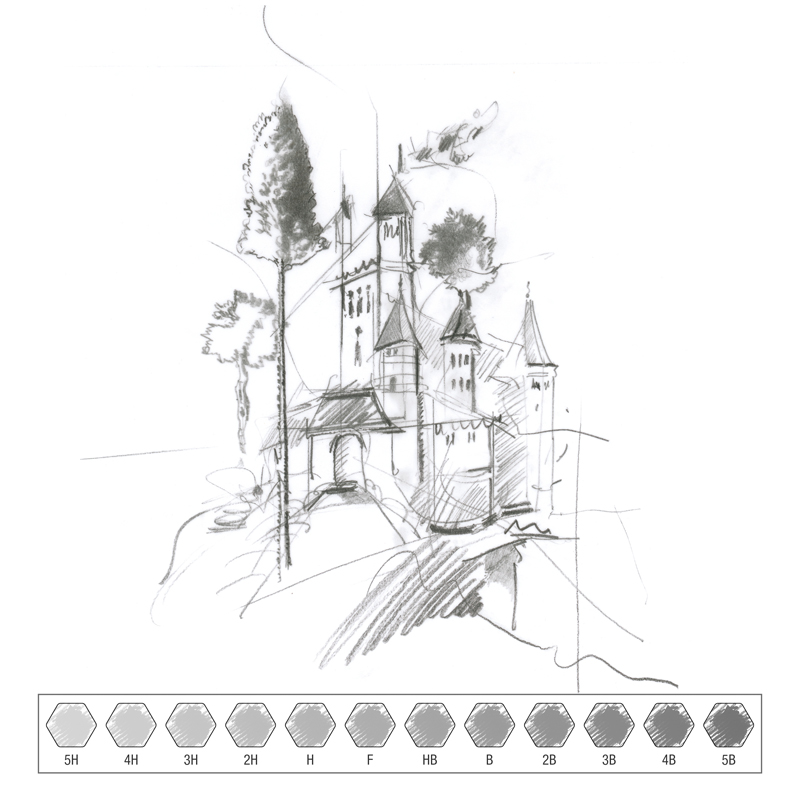 Набор карандашей ч/г Faber-Castell "Castell 9000 Design Set", 12шт., 5H-5B, заточен., метал. кор. - фото 4
