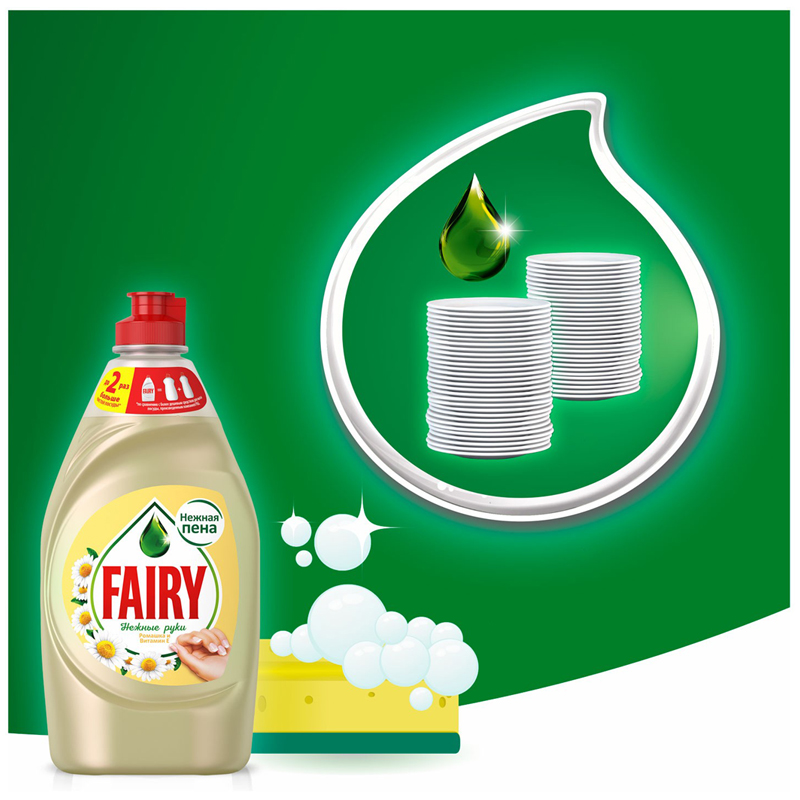 Средство для мытья посуды Fairy Нежные руки Ромашка и витамин Е 900мл - фото 4