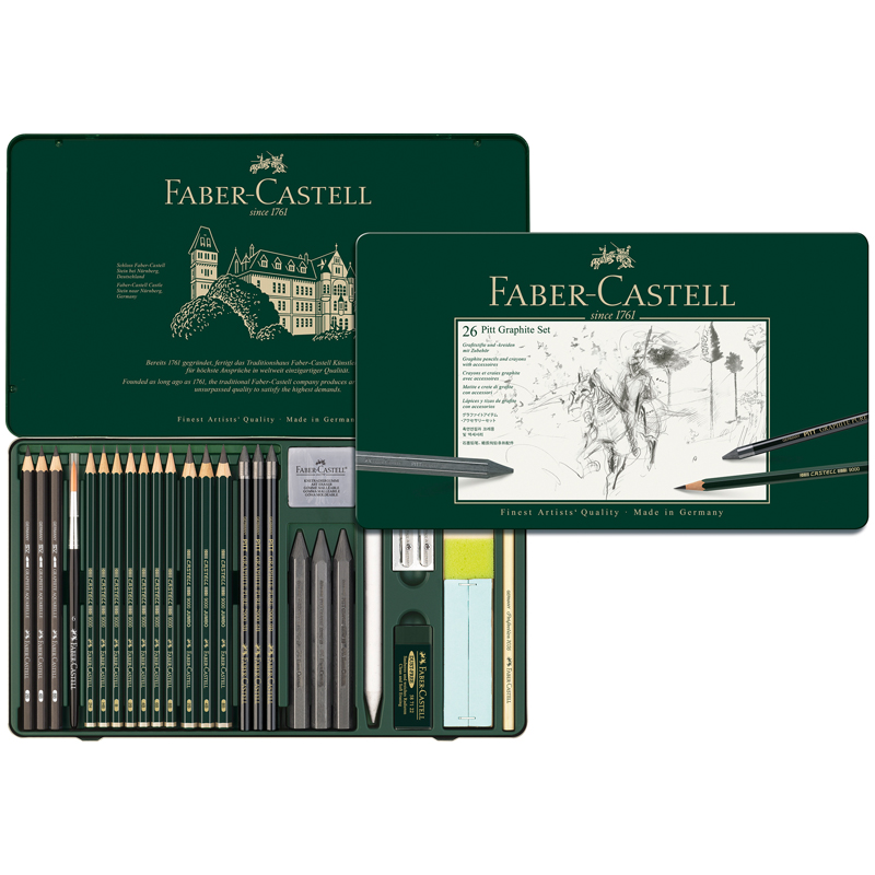 Набор карандашей ч/г Faber-Castell "Pitt Graphite", 26 предметов, заточен., метал. кор. - фото 3