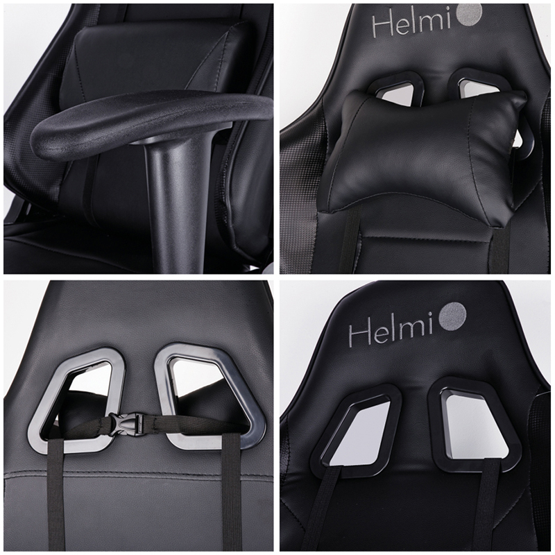Кресло игровое Helmi HL-G09 "Control", экокожа черная, 2 подушки - фото 6