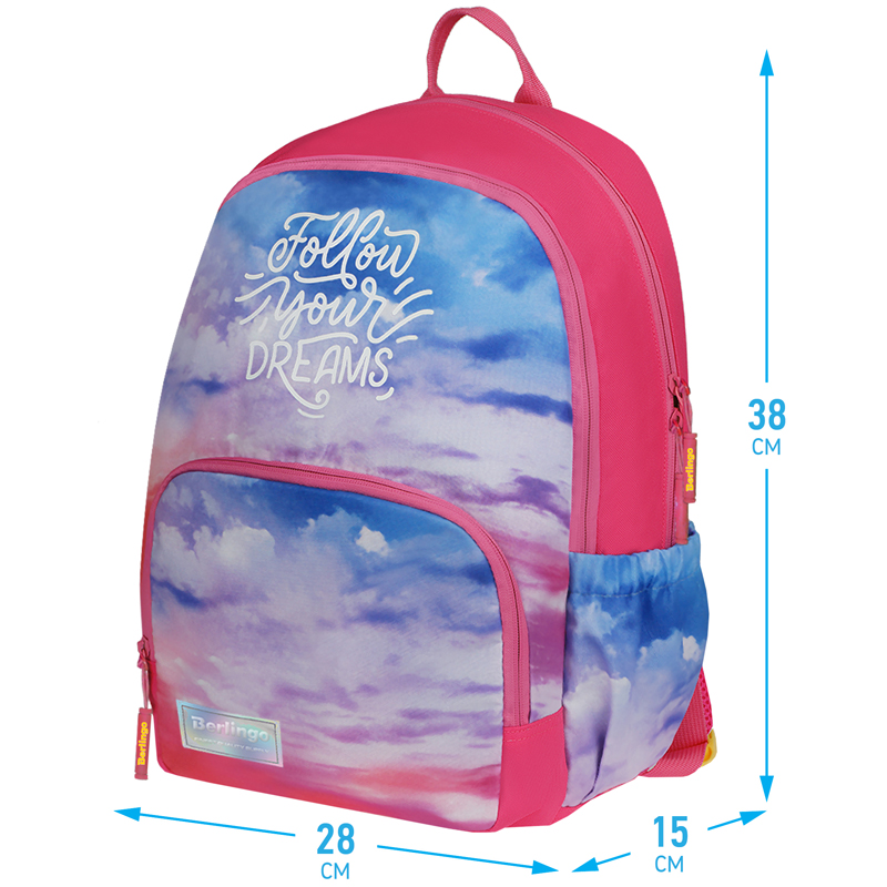 Рюкзак Berlingo Light "Sky pink" 39,5*28*16см, 2 отделения, 3 кармана, уплотненная спинка - фото 2