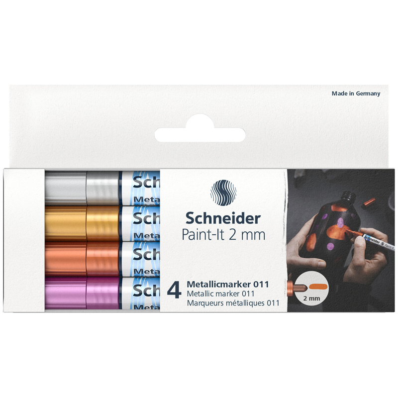 Набор маркеров для декорирования Schneider "Paint-It 011" 04цв., металлик, 2,0мм - фото 3