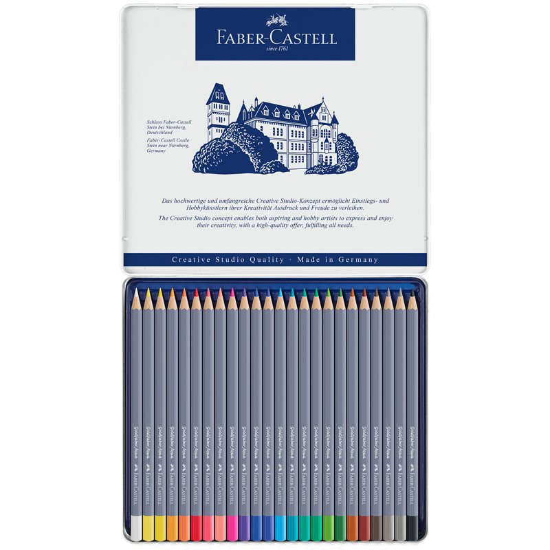 Карандаши акварельные художественные Faber-Castell "Goldfaber Aqua", 24цв., метал. коробка - фото 2
