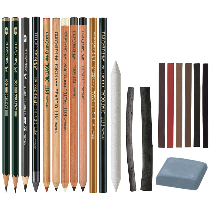 Набор художественных изделий Faber-Castell "Pitt Monochrome", 33 предмета, метал. коробка - фото 3