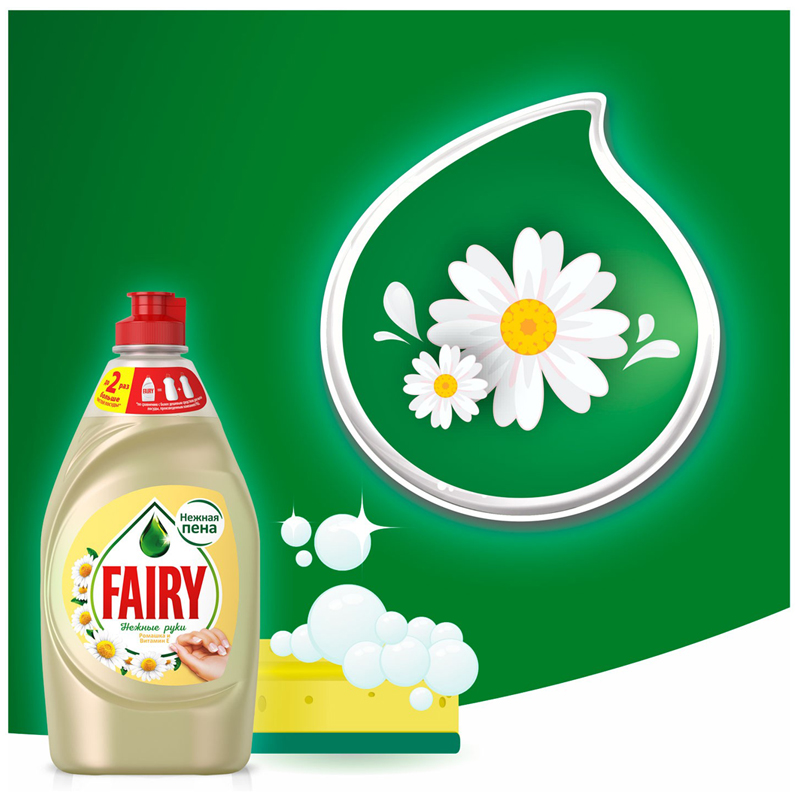 Средство для мытья посуды Fairy Нежные руки Ромашка и витамин Е 900мл - фото 5