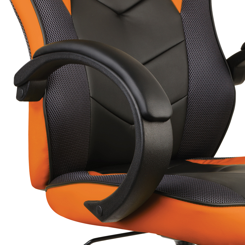 Кресло игровое Helmi HL-S07 "Boost", экокожа/ткань черная/оранжевая - фото 5