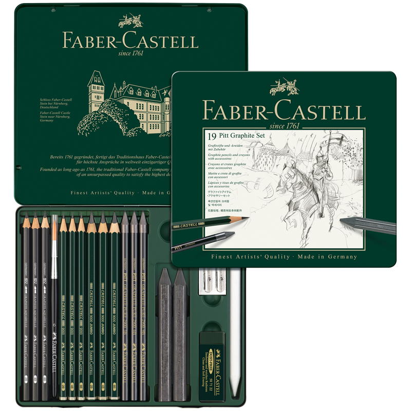 Набор карандашей ч/г Faber-Castell "Pitt Graphite", 19 предметов, заточен., метал. кор. - фото 3