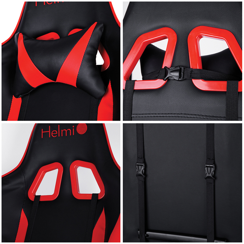 Кресло игровое Helmi HL-G05 "Effect", экокожа черная/красная, 2 подушки - фото 7