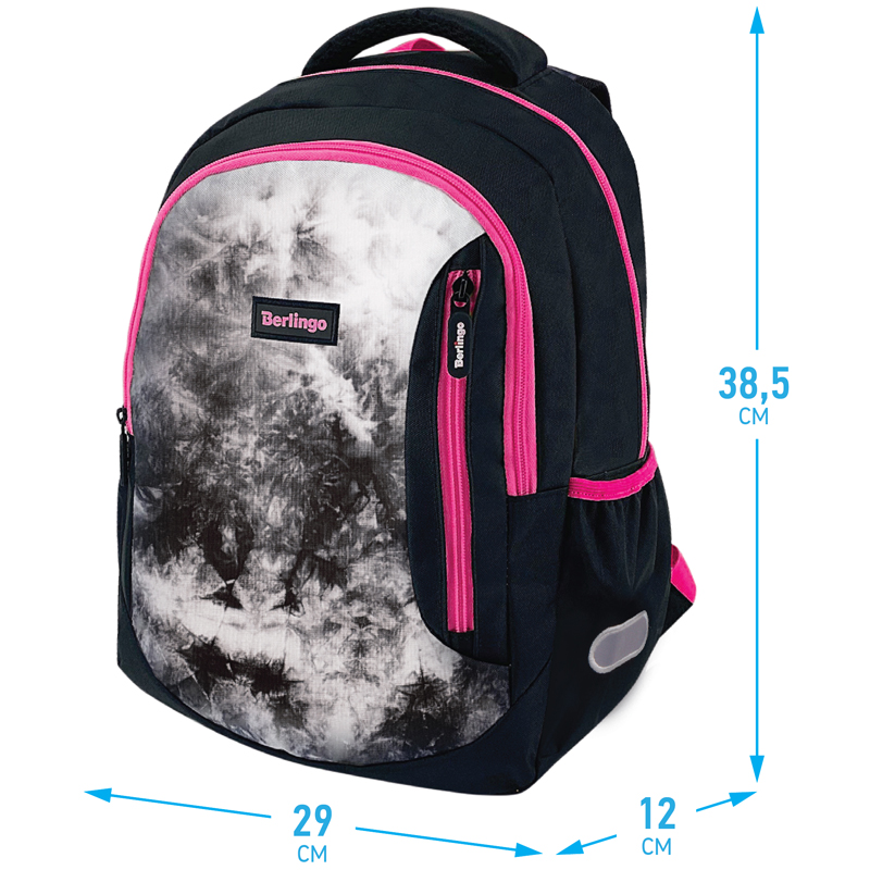 Рюкзак Berlingo Boom "Black-pink style" 38,5*29*12см, 2 отделения, 3 кармана, анатомическая ЭВА спинка - фото 2