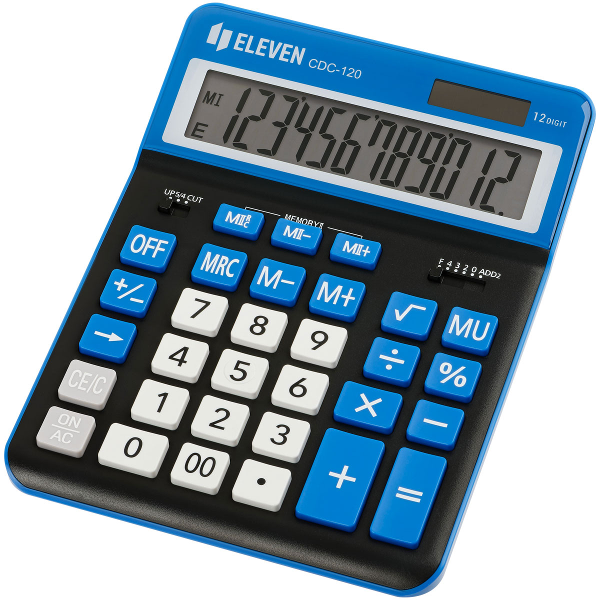 Калькулятор настольный Eleven CDC-120-BK/NV, 12 разрядов, двойное питание, 155*206*38мм, черный/темно-синий - фото 1