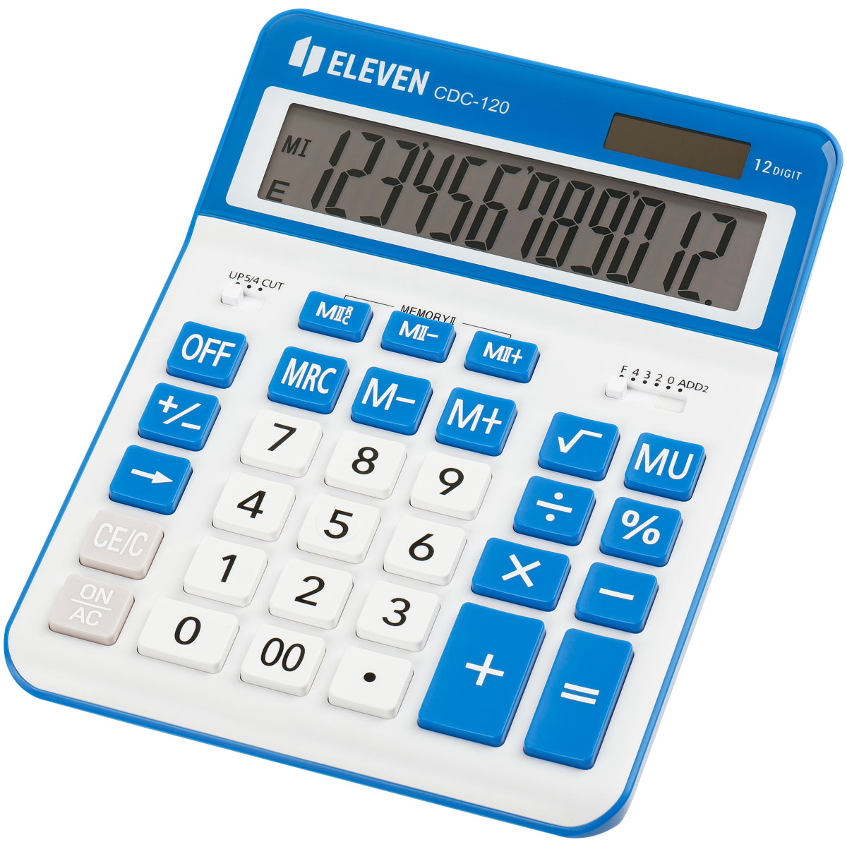 Калькулятор настольный Eleven CDC-120-WH/NV, 12 разрядов, двойное питание, 155*206*38мм, белый/темно-синий - фото 1