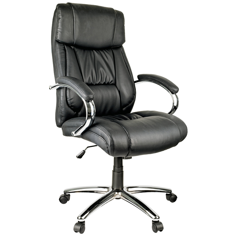 Кресло руководителя Helmi HL-E20 "Confidence" экокожа черная, хром - фото 1