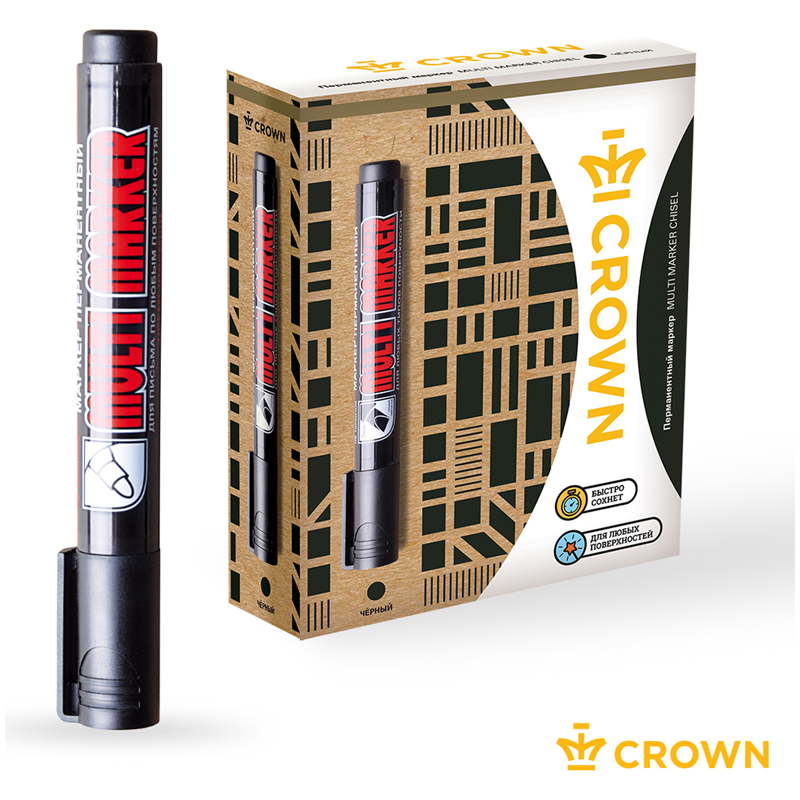 Маркер перманентный CROWN "Multi Marker", ЧЕРНЫЙ, круглый наконечник, 3 мм, CPM-800 - фото 4