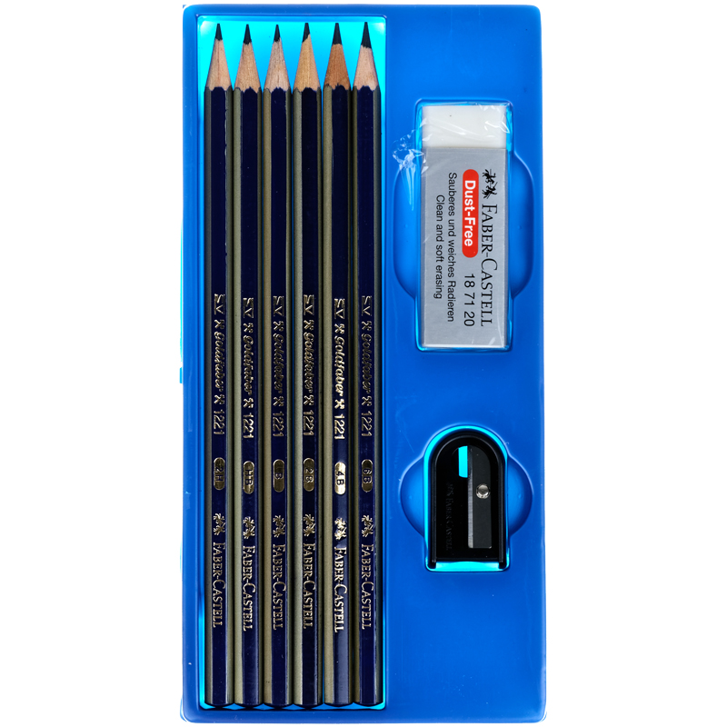 Набор карандашей ч/г Faber-Castell "Goldfaber Sketch", 6шт.+ластик+точилка, 2H-6B, заточен., карт. уп., европодвес - фото 2