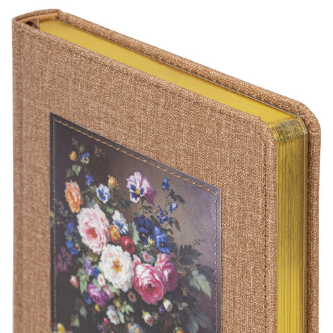 Ежедневник датированный 2026 А5 138х213 мм, BRAUBERG "ArtGallery", под кожу, нашивка, бежевый, 117404 - фото 4