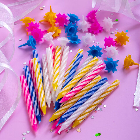 Набор свечей для торта 24 шт., 6 см, 24 держателя, ЗОЛОТАЯ СКАЗКА, в блистере, 591445 - фото 7