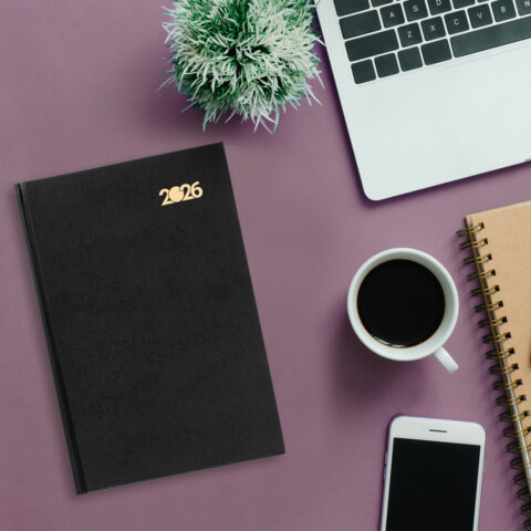 Ежедневник датированный 2026 145х215 мм, А5, STAFF, обложка бумвинил, черный, 117307 - фото 10