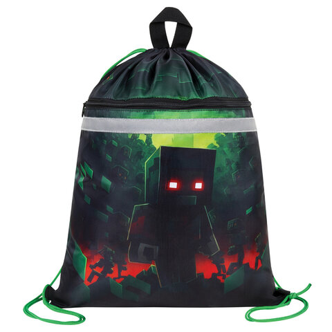 Мешок для обуви BRAUBERG, с петлей, светоотражающая полоса, 2 отделения, 46х36 см, Night warrior, 272396 - фото 1