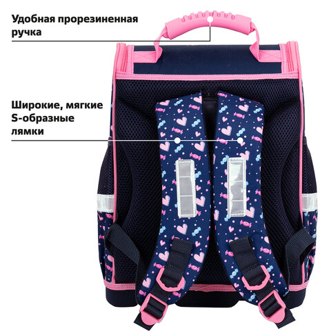 Ранец ЮНЛАНДИЯ WISE, 1 отделение, 3 кармана, устойчивое дно, "Donut worry", 37x29х15 см, 272073 - фото 15