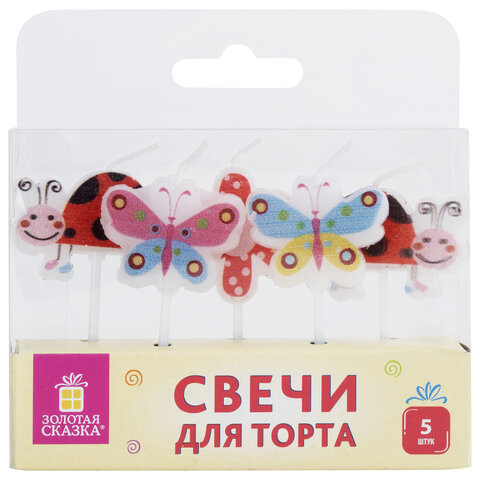 Свечи фигурные для торта на шпажках "Бабочки, божьи коровки", 5 шт, 2,5х3 см, ЗОЛОТАЯ СКАЗКА, 591463 - фото 5