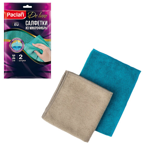 Салфетки из МИКРОФИБРЫ универсальные, 30х30 см, КОМПЛЕКТ 2 шт., 240 г/м2, PACLAN, 410310 - фото 2
