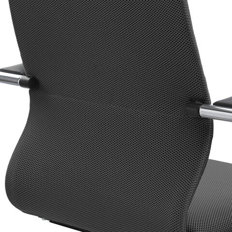 Кресло офисное МЕТТА "SU-B-10" хром, ткань-сетка, сиденье и спинка мягкие, черное - фото 10