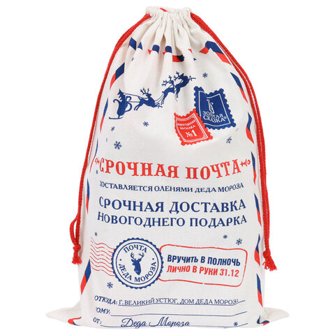 Подарочный мешок Деда Мороза (1 шт.), новогодний, 40х60 см, полиэстер, хлопок, ЗОЛОТАЯ СКАЗКА, 592538 - фото 2