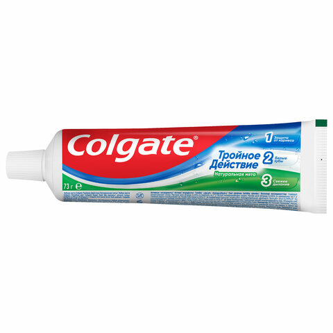 Зубная паста 50 мл COLGATE "Натуральная мята", тройное действие, с фторидом, 7891024128954 - фото 3