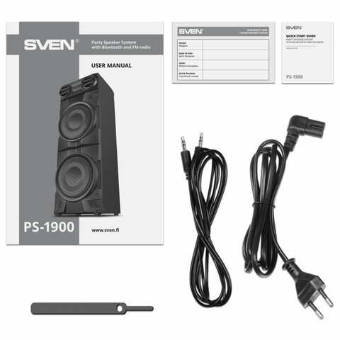 Колонка портативная SVEN PS-1900, 1000 Вт, TWS, Bluetooth, FM, USB, LED-дисплей, черная, SV-022037 - фото 14