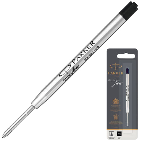 Стержень шариковый объемный Parker "QuinkFlow Ball Point" черный, 98мм, 1,0мм, метал. корпус, блистер - фото 1