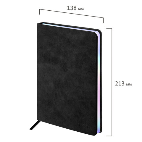 Ежедневник датированный 2026 А5 138х213 мм, BRAUBERG "Ice", под кожу, черный, 117393 - фото 2