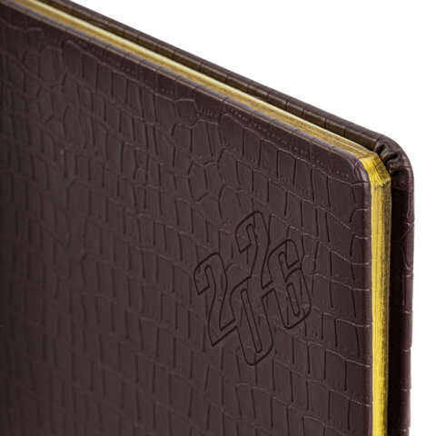 Еженедельник датированный 2026 БОЛЬШОЙ ФОРМАТ 210х297 мм, А4 BRAUBERG "Comodo", под кожу, коричневый, 117152 - фото 3