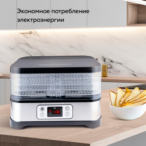 Сушилка для овощей BQ (БИ-КЬЮ) FD1001, объём 10 л, 250 Вт, 5 поддонов, электронное управление, стальная, 86192128 - фото 6