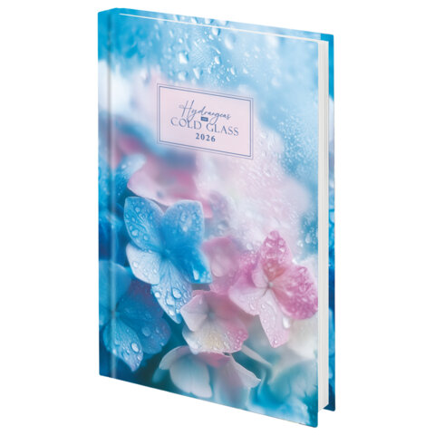 Ежедневник датированный 2026 145х215 мм, А5, STAFF, ламинированная обложка, "Гортензия", 117321 - фото 1