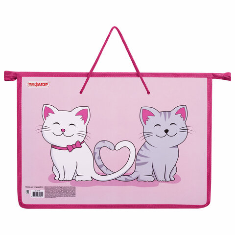 Папка на молнии с ручками ПИФАГОР А4, 1 отделение, пластик, ручки-шнурок, "Best Buds", 271469 - фото 2