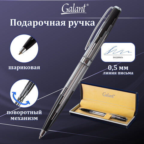 Ручка подарочная шариковая GALANT "Offenbach", корпус серебристый с черным, хромированные детали, пишущий узел 0,7 мм, синяя, 141014 - фото 13