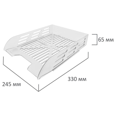 Лоток горизонтальный для бумаг BRAUBERG ECO, 330х245х65 мм, сетчатый, прозрачный, 239013 - фото 3