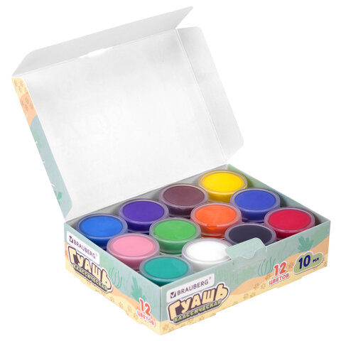 Гуашь BRAUBERG "МИЛЫЕ КОТЫ", 12 цветов по 10 мл, 192640 - фото 2