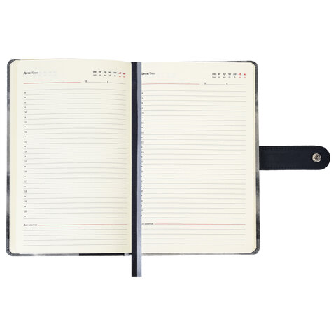 Ежедневник недатированный А5 138х213 мм BRAUBERG "Nebula", под кожу, застежка, 160 л., черный, 116235 - фото 5