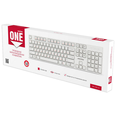 Клавиатура проводная SMARTBUY ONE 238, USB, 104 клавиши, белый, SBK-238U-W - фото 3