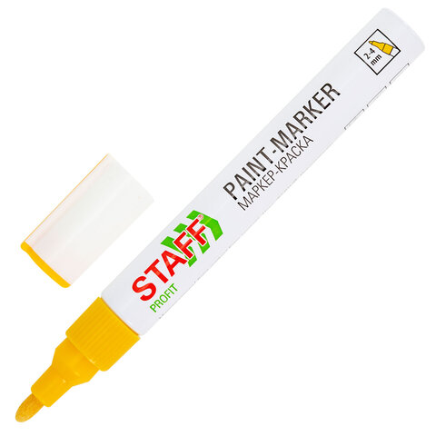 Маркер-краска лаковый (paint marker) 2-4 мм, ЖЕЛТЫЙ, НИТРО-ОСНОВА, STAFF PROFIT, для любых поверхностей, 152583 - фото 2